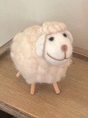 Irish Real Sheep Wool Lamb Figurine Made in Ireland Handmade Farmhouse Decor